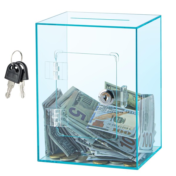 Hicocool Clear Piggy Bank with Lock, Acrylic Piggy Bank for