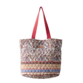 Maison d' Hermine Shopping Bags Cotton Quilted Tote Bag with Zipper Pockets & Small Pouch Reusable Shoulder Grocery Bag for Gifts Beach Travel Lunch Perfect for Men Women (Jaipur)