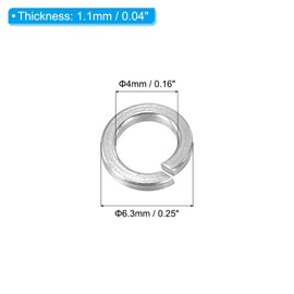PATIKIL M4 Split Lock Washer, 25 Pack 4mm ID 6.3mm OD 304 Stainless Steel Spring Lock Washer Elastic Gasket for Screws Bolts, Silver Tone