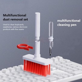 WANGCL 5 in 1 Multifunktions-Computer-Reinigungswerkzeug-Set Eckspalten-Staubwedel-Tastenkappen-Abzieher Multi-Bürste für PC Laptop Airpods Pro Kamera Objektiv Tastatur Reiniger Bürste (rot)