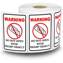 2x3 inch "Do Not Open with Sharp Object" Industrial Warning Labels International Special Handling Shipping Pallet Stickers 500pcs