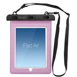 doupi Waterproof Protective Case 280x210mm for 9/10 inch Tablet Touchscreen Funktion Water Resistant Watertight Beach Bag, Pink