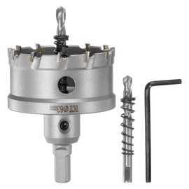 sourcing map Metal Hole Saw Carbide Cutter 63mm / 2.48" Dia for Stainless Steel, Metal, Aluminum Alloy, Copper, Brass, Plastic, with Extra Center Bit