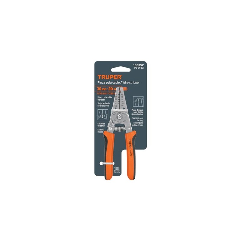 Truper PE-CA-62, Pinza 6" pela cables 30 a 20 AWG