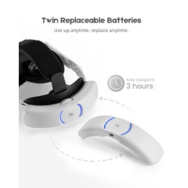 T3 Plus Battery Head Strap for Meta Quest 3/Quest 3S, Rechargeable Battery Pack(2x8000mAh) with Charging Dock Accessories, Adjustable Elite Strap for Quest 3/Quest 3S