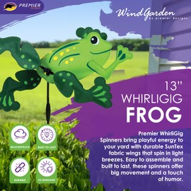 Whirligig Spinner Frog 13" – Playful Wildlife-Themed Design, Weather-Resistant Outdoor Decor, Durable & Lightweight for Patios, Yards, and Gardens - Eye-Catching Wind Spinner