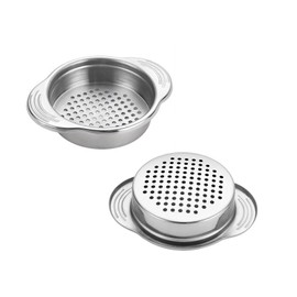 Tuna Can Strainer Stainless Steel Food Can Strainer Sieve Metal Tuna Strainer Press Lid Canning Colander Lid Oil Drainer Remover Tuna Can Filter for Straining, Draining & Rinsing (1)