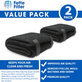 Fette Filter Pack of 2 Carbon Pre-Filter Rolls | Compatible with Honeywell HRF-AP1, Filter A – Makes Up To 8 Air Filters Each Roll | Universal Pre Filters Capture Impurities & Removes Odor