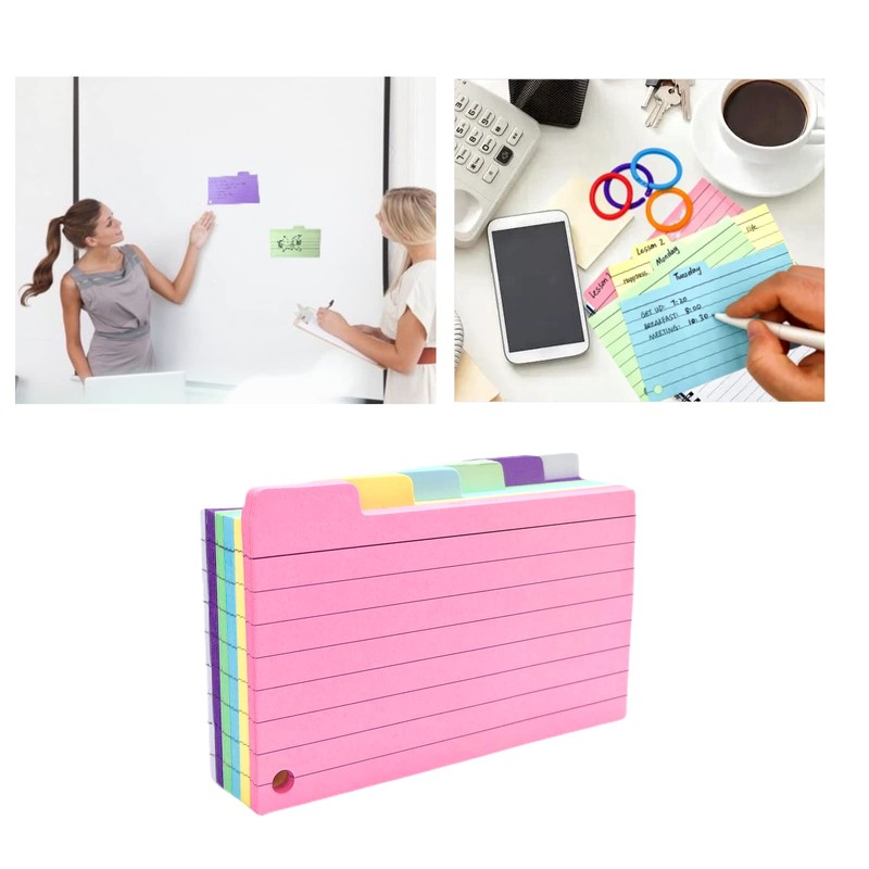 Tabbed Flash Cards 300Pcs Colourful Index Cards Revision Cards with