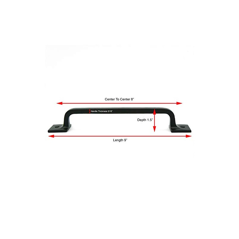 CRAFTSMAN ROAD Black Cast Iron Pull Handles 9 inch (Squared