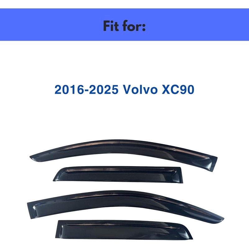 IG Window Visor for Volvo XC90 2016-2024, Rain Guard Tape-On