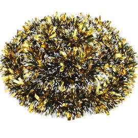 EBOOT 32.8 Feet Christmas Tinsel Garland Thick Shiny Garland Glittering Christmas Tree Hanging Decoration for Christmas Party Indoor and Outdoor Decorations (Gold)