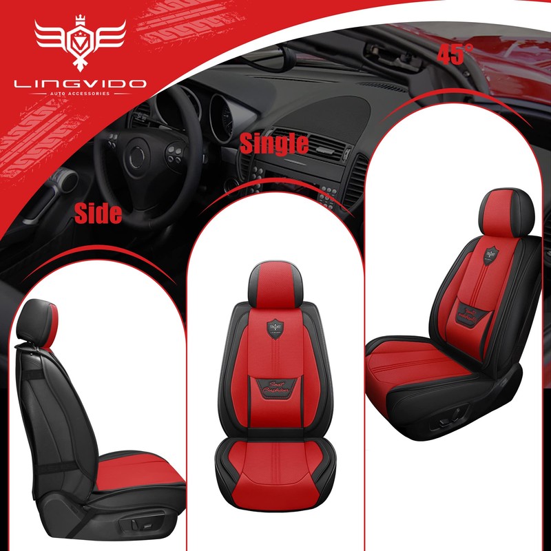 LINGVIDO Leather Car Seat Covers, Breathable Automotive Cover Cushion Accessories
