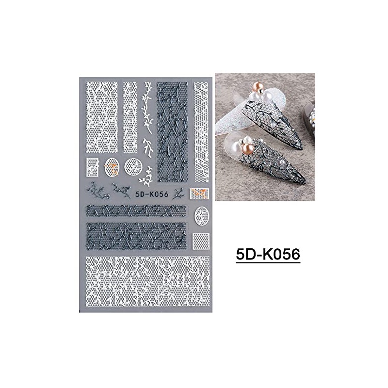LANODO 4 Pcs Nail Stickers 5D Flower Black and White