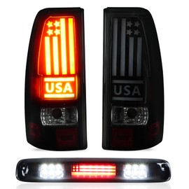 Tail Light + 3rd Third Brake Cargo Lamp for Chevy Silverado 1500 2500 1999-2002, Silverado 1500 2500 HD 2001-2002, GMC Sierra 1500 2500 1999-2003, Sierra 1500 2500 HD 2001-2003 High Mount Stop Light
