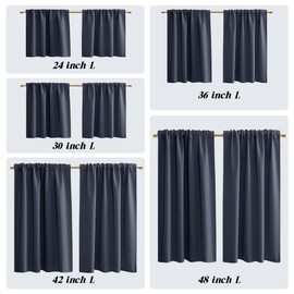 PANELSBURG Navy Blue Curtains 2 Panels for Boys Bedroom,Short Dark Room Darkening 42 Inch Length Light Blocking Blackout Drapes for Bathroom Bedroom