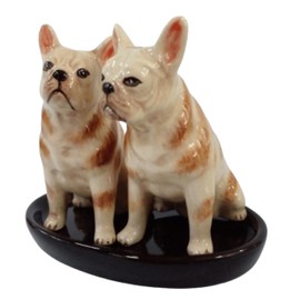 Ceramic Salt and Pepper Shaker Set with Dog Motif (French Bulldog)