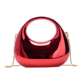 GSYPS Acrylic Handbags for Women Cute Acrylic Clutch Small Unique Purse Trendy Metal Evening Bag for Party Cocktail Red