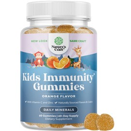 Kids Immunity Support Gummies - Delicious Vitamin C with Zinc and Echinacea Immune Booster Gummies for Kids - Vegan Gluten Free and Gelatin Free...   