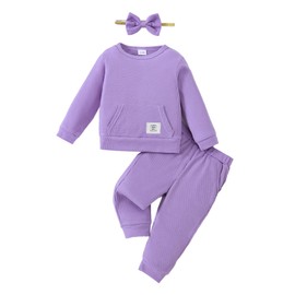 12 Month Girl Clothes Toddler Winter Outifts Ruffle Sweatshirt Baby Pant Set Baby Girls' Clothing Waffle Baby Girl Stuff 12-18 Month Girl Clothes