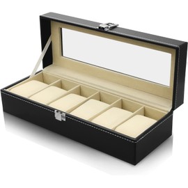 JiangMuXin Watch Storage Case Watch Storage Box Collection Case 6 Pcs Black