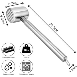 Gowkeey Meat Tenderiser Stainless Steel 304, Double-Sided Meat Tenderizer, Meat Tenderizer, Cutlet Tenderizer, for Steak, Cutlet, Beef, Chicken, Pork, Dishwasher Safe