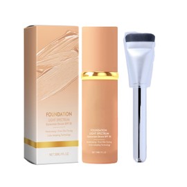 Warm Change Foundation - Colour-Changing Foundation for Warm Skin Tones, Long-Lasting, with Moisturising Formula, SPF 50, Waterproof & Lightweight, Includes Applicator Brush