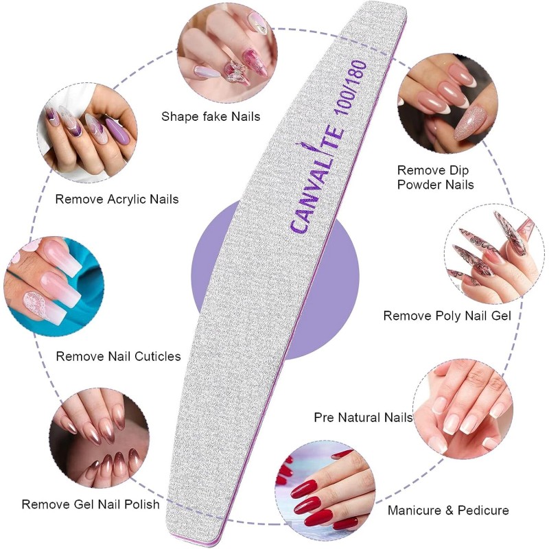 CANVALITE 10 Pack Purple Nail Files 100 180 Grit Emery