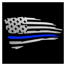 American Flag Sticker Decal, Waterproof Vinyl Police Badge Decal, Thin Blue Line Sticker Support Police Law Enforcement for Cars, Trucks, Laptops, Tumblers (Reflective White&Blue)