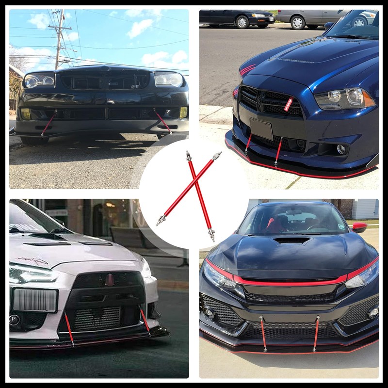 DREAMOTOR 2PCS 8"-11" Adjustable Front Bumper Lip Splitter Diffuser Strut