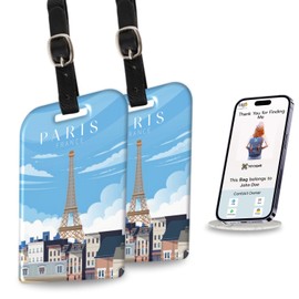 [Pack 2] tag8 Paris Smart Bag tag |Trendy Luggage tag ID Fashionable Digital Name tag | Airline Compliant, SITA World Tracer Code Enabled | Travel Gift idea, Collectible