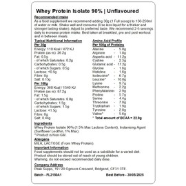 Whey Protein Isolate 90% - All Flavours (Unflavoured, 60g (2 Servings))