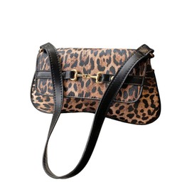 RoseSeek Women's Leopard Print Flap Shoulder Bags Cheetah Underarm Purses Vintage Magnet Handbag Brown One Size