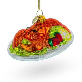 Mouthwatering Red Lobster Plate Glass Christmas Ornament