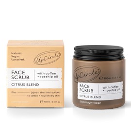 UpCircle Coffee Face Scrub - Citrus Blend for Normal to Dry Skin 3.5 oz Shea Butter Coconut + Rosehip Oil Soft and Smooth Natural Vegan Facial Exfoliator Citrus / 업서클 커피 페이스 스크럽 - 일반 피부와 건조한 피부를 위한 시트러스 블렌드 3.5온스 시어 버터 코코넛 + 로즈힙 오일 부드럽고 매끄러운 천연 비건 얼굴 각질 제거제 Citrus