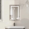 Mepplzian 1 Door LED Bathroom Mirror Cabinet Corner Wall Mounted