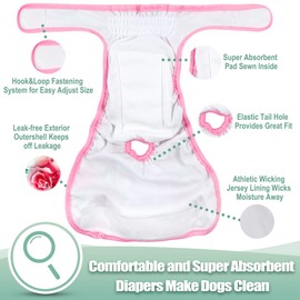 wegreeco Luxury Washable Reusable Dog Diapers (Stylish Pattern) - Female Dog Diapers, Doggie Diapers, 3 Pack (Floral, Small)