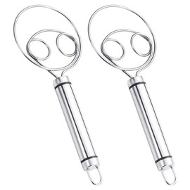 2pcs Round Handle Ring Mixer Dough Mixer Stainless Steel Mixer Fast Egg Beater Large Double Hole Quick Mixer Baking Tools