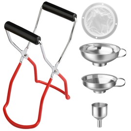 Multifunctional Kitchen Filling Funnel Set, Jam Funnel, Stainless Steel Funnel with Preserving Jars Lifter and Filter, Funnel for Filling Liquids, Wine and Sauces