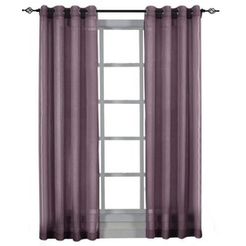 Royal Hotel Bedding Luxury Abri Top Grommet, Crushed Sheer Curtains, 63 inches Long, Eggplant, Set of 2
