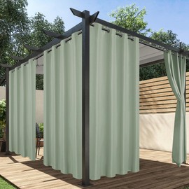 HolidayIdeas Outdoor Curtains for Patio Waterproof, 4 Panels - 54 x 84 Inch - Privacy Protection & Light Filtering Curtains Grommet Outside Curtains for Porch, Gazebo, Pergola (Sage Green)