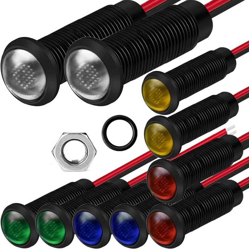 Gebildet 10pcs LED Plastic Indicator Pilot Light AC/DC 12-24V Mounting
