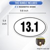 Black White 13.1 Half Marathon Black Oval Magnet Decal, 2-Pack