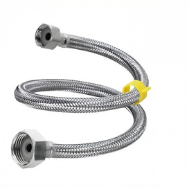3.28ft 304 Stainless Steel Braided Water Hose 1/2'' NPT Female to 3/4'' GHT Female Metal Water Hoses for Dog Waterer Bowl Toilet Hose Residences Supply Hose