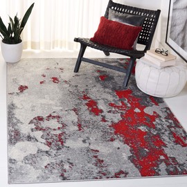SAFAVIEH Adirondack Collection Accent Rug - 3' x 5', Red & Grey, Modern Abstract Design, Non-Shedding & Easy Care, Ideal for High Traffic Areas in Entryway, Living Room, Bedroom (ADR134Q)