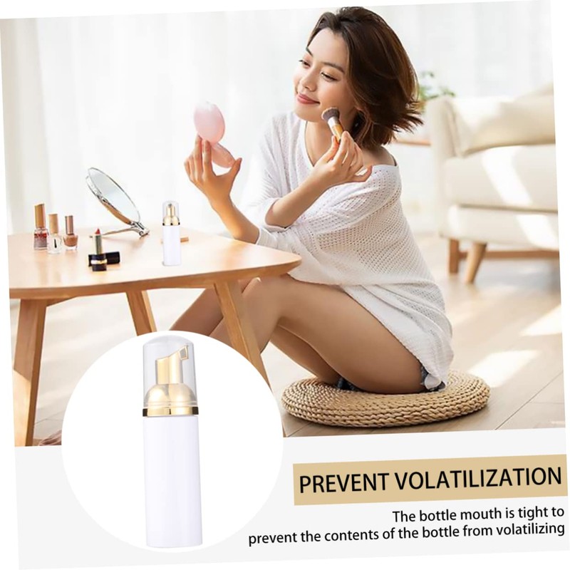 Mikinona 6pcs Foaming Pump Bottle Sturdy White Cosmetic Dispenser Golden