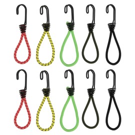 Be In Your Mind 10pcs Bungee Rope with Hooks 16cm Shock Cord Hooks Double Hook Tent Bungee Cords for Hammock Awning Canopy Building (5 Colors)