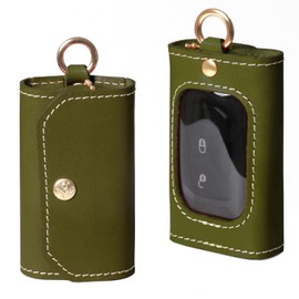 HUKURO Smart Key Case, Edge- Genuine Leather with Window, Men's, Women's, Tochigi Leather, Multi Key Case, Car Key Holder, Brand, Made in Japan, Owl, green