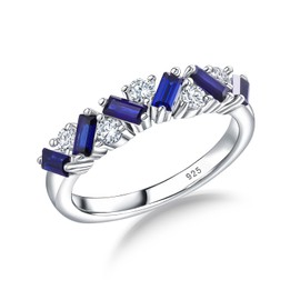 DAYBYDAY Sapphire Ring 925 Sterling Silver Blue Stone Rings for Women Moissanite Sapphire Wedding Band September Birthstone Rings Size 6