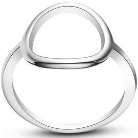 WFF Stainless Steel Open Circle Karma Statement Promise Ring (Silver, 6.5)